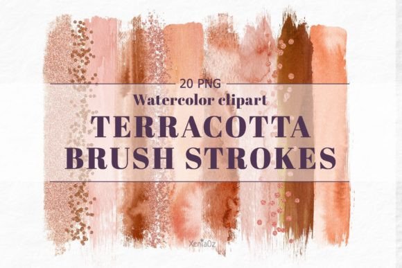 Download Terracotta Watercolor Brush Strokes - Terracotta watercolor Collection