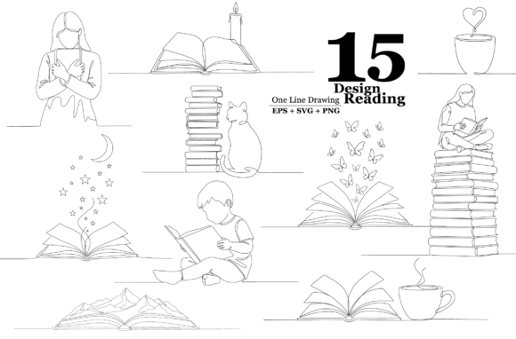 Download Reading One Line Art Bundle Svg - Svg Collection