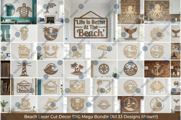 Download Beach Laser Cut Decor SVG Mega Bundle - Svg Collection