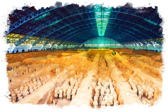 Download Terracotta Army View Watercolor - Premium Resources