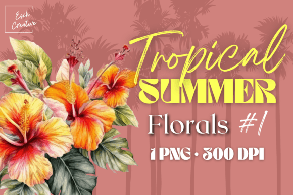 Download Tropical Summer Flower Watercolor - Summer flower Collection