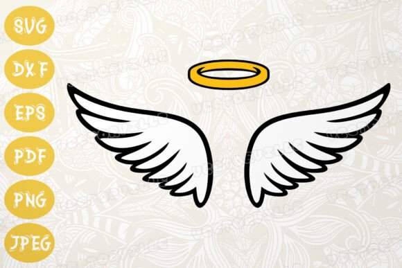 Download Angel Wings with Halo SVG Cricut Craft - Svg Collection