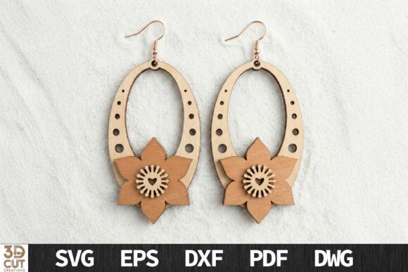 Download Layered Floral Oval Earrings SVG - Svg Collection