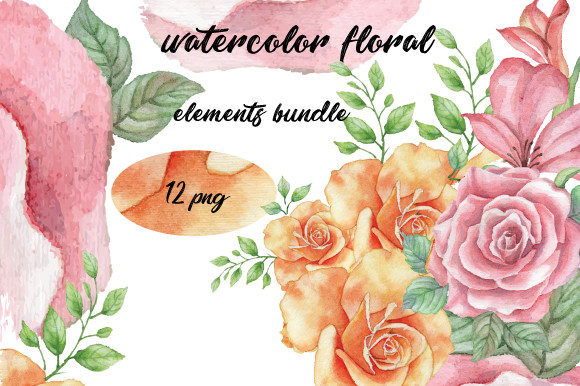 Download Watercolor Floral Elements Bundle, 601 - Premium Resources