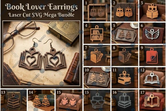 Download Book Lover Earrings SVG Mega Bundle - Svg Collection
