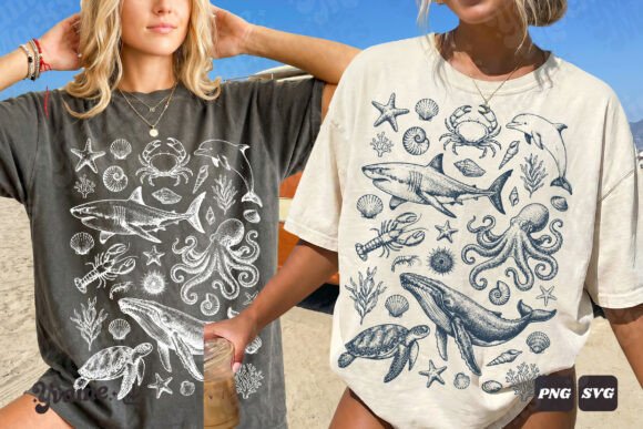 Download Summer Coastal Ocean Life Doodle SVG PNG - Svg Collection