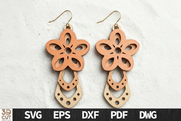 Download Layered Flower Dangle Earrings SVG - Svg Collection