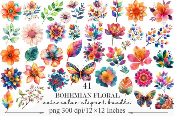Download Bohemian Floral Clipart PNG - Floral clipart Collection