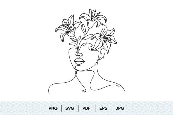 Download Floral Woman Face One Line SVG - Svg Collection