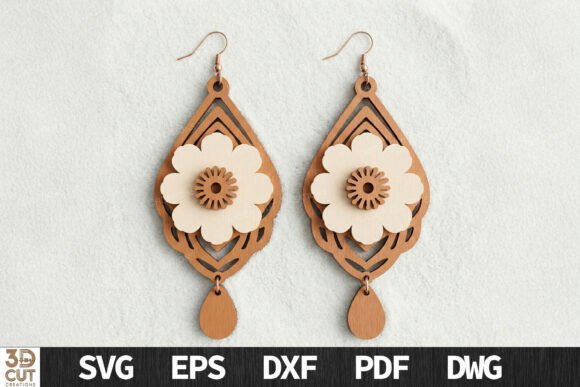 Download Layered Floral Drop Earrings SVG - Svg Collection
