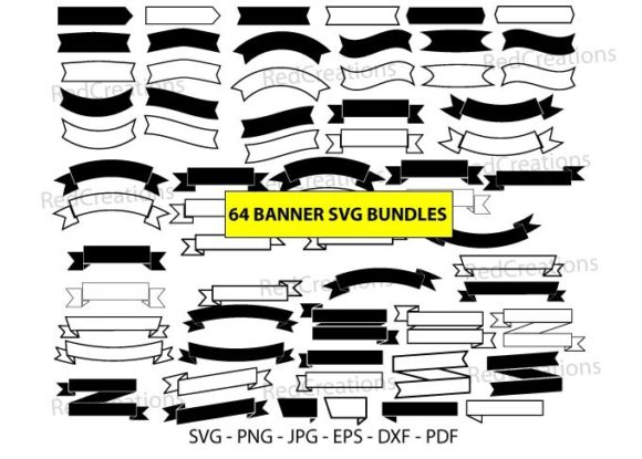 Download 64 Banner, Banner Svg Bundle,Text Ribbon - Svg Collection