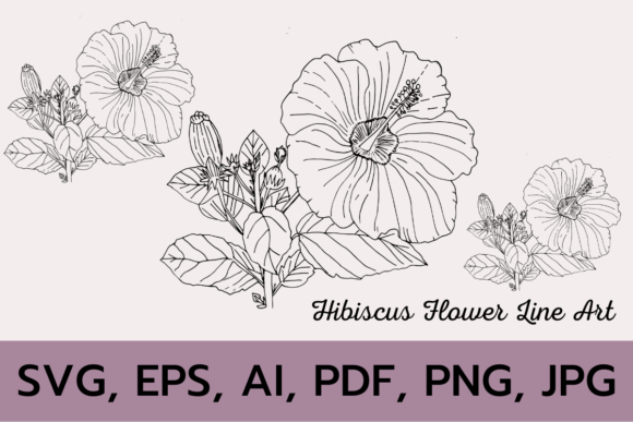 Download HIBISCUS FLOWER BRANCH LINE ART SVG - Svg Collection
